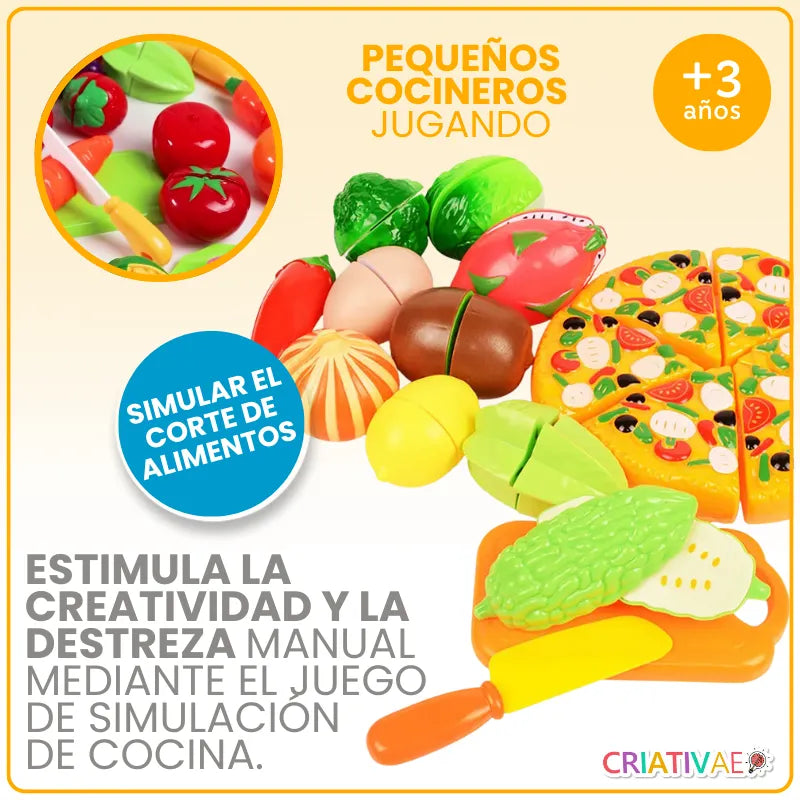 Juguete Educativo para Cortar Alimentos para Niños 3+ | CRIATIVAE