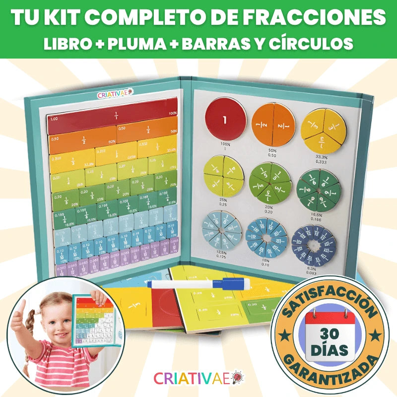 Libro Montessori Didáctico Magnético de Fracciones - Criativae