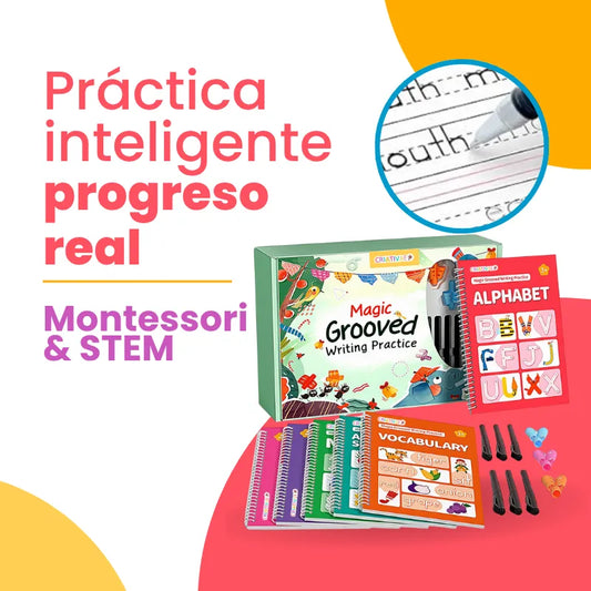 Cuadernos Mágicos Reutilizables 6 en 1 – Escritura, Inglés y Matemáticas para Niños | CRIATIVAE