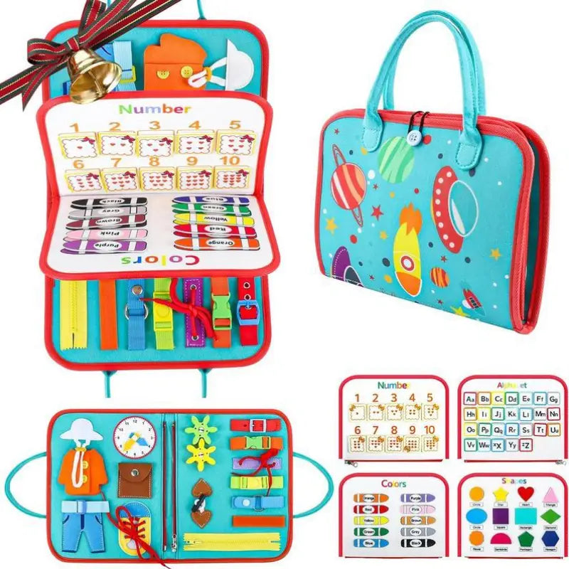 Busy Board Montessori para Niños - Tablero Sensorial de Fieltro Didáctico de Habilidades para la Vida | CRIATIVAE