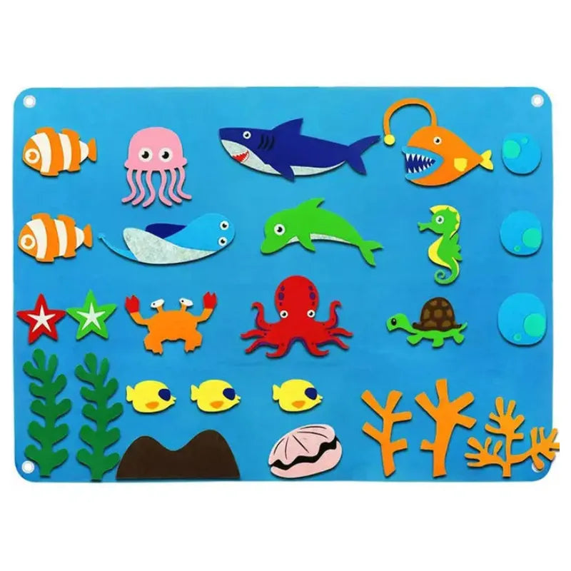Panel Educativo Interactivo de Fieltro para Niños 3+ | CRIATIVAE Mar