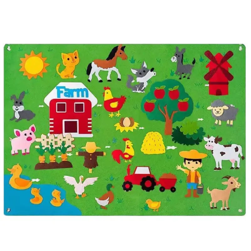 Panel Educativo Interactivo de Fieltro para Niños 3+ | CRIATIVAE Granja