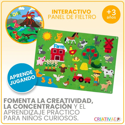 Panel Educativo Interactivo de Fieltro para Niños 3+ | CRIATIVAE