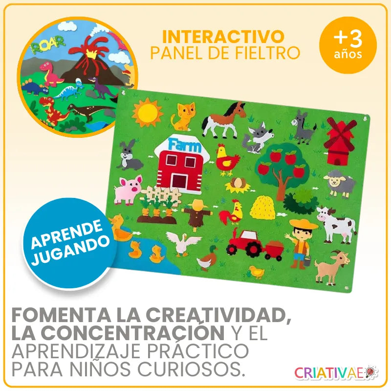 Panel Educativo Interactivo de Fieltro para Niños 3+ | CRIATIVAE