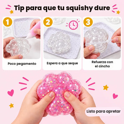 Tip para que el squishy dure: poco pegamento, espera a que seque y refuerza con el cincho