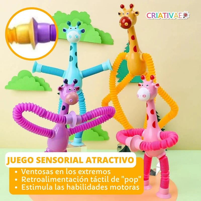 Set de 4 Jirafas Sensoriales con Ventosas y Tubos Telescópicos GiraEsticas | CRIATIVAE