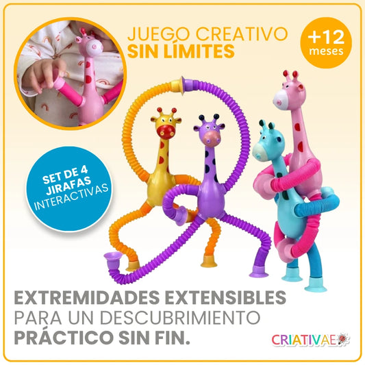 Set de 4 Jirafas Sensoriales con Ventosas y Tubos Telescópicos GiraEsticas | CRIATIVAE