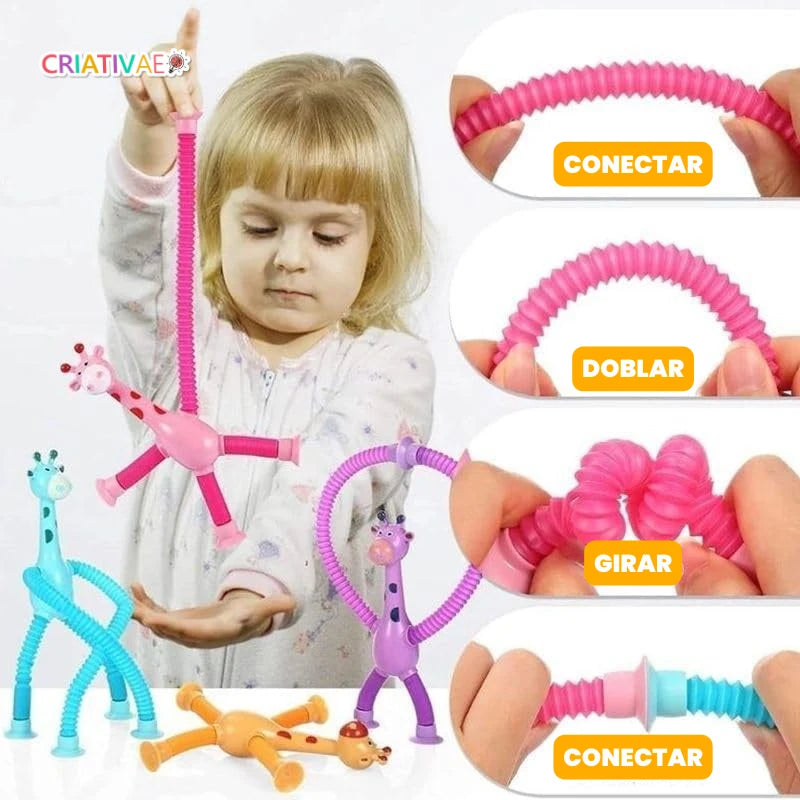 Set de 4 Jirafas Sensoriales con Ventosas y Tubos Telescópicos GiraEsticas | CRIATIVAE