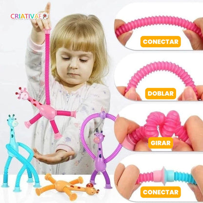 Set de 4 Jirafas Sensoriales con Ventosas y Tubos Telescópicos GiraEsticas | CRIATIVAE