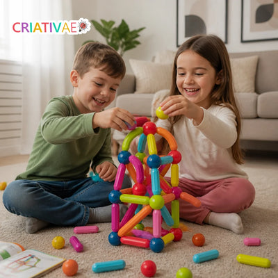 Magna Kids Criativae - Varillas y Esferas Magnéticas para Construir sin Fuerza