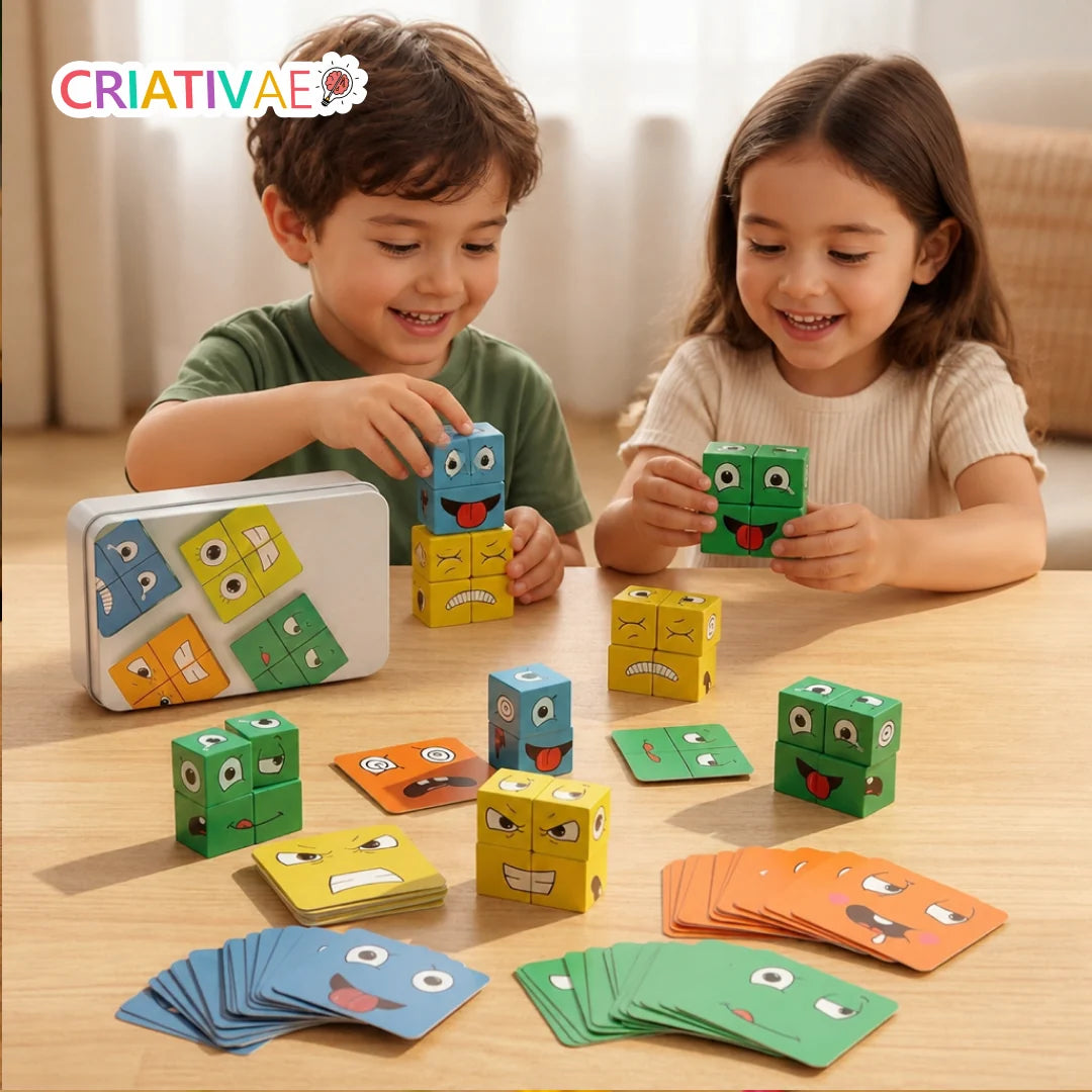 Cubo de Emociones Criativae - Juego de Madera para Nombrar lo que Siente