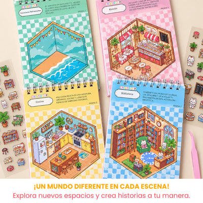 Minimundo Criativae - Libro de Pegatinas de Escenas 3D en Miniatura
