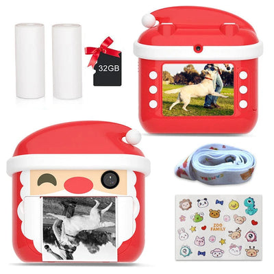 Cámara Instantánea para Niños Video 1080P HD, Pantalla 2.4" y Tarjeta 32GB | Impresión Térmica Sin Tinta (Mega Kit) | CRIATIVAE Papá Noel