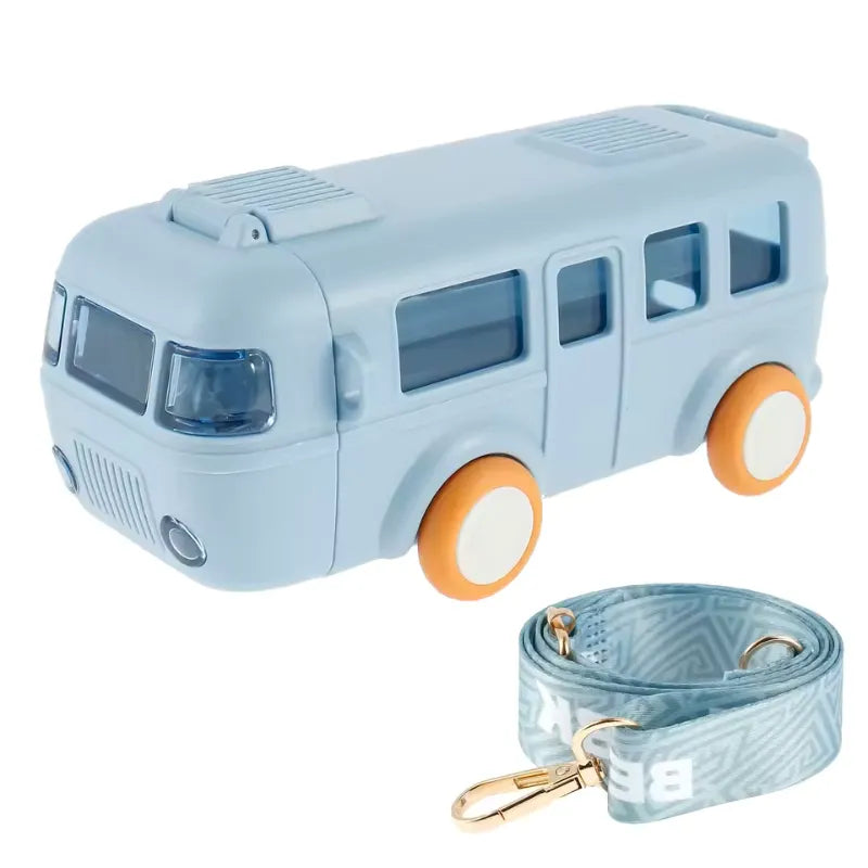 Botella Infantil con Correa Ajustable y Boquilla de Silicona | CRIATIVAE Kombi Azul (500 ml)