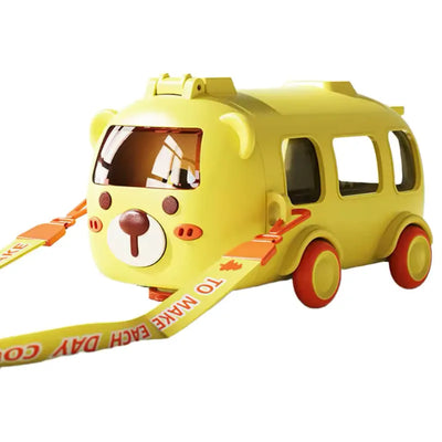 Botella Infantil con Correa Ajustable y Boquilla de Silicona | CRIATIVAE Osito de peluche Amarillo (490 ml)