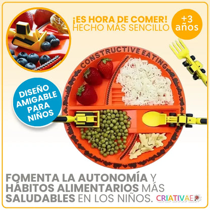 Juego de Alimentación Infantil Interactivo con Plato y Cubiertos | CRIATIVAE