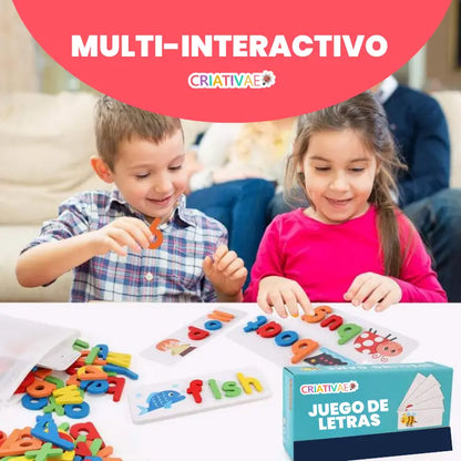 Juego de Alfabetización y Ortografía para Niños - Tablero para Deletrear con Cartas y Letras de Madera | CRIATIVAE