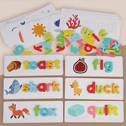 Juego de Alfabetización y Ortografía para Niños - Tablero para Deletrear con Cartas y Letras de Madera | CRIATIVAE