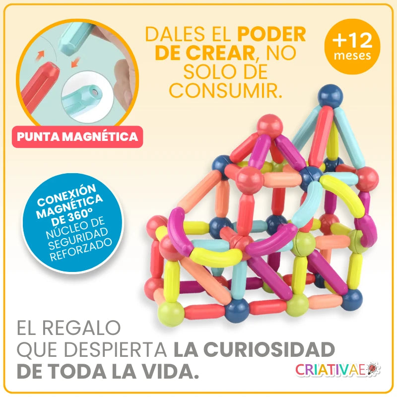 Set de Construcción Magnética 3D CRIATIVAE - Juguete Educativo STEM para Niños