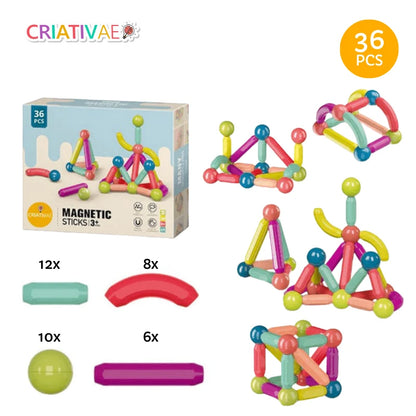 Set de Construcción Magnética 3D CRIATIVAE - Juguete Educativo STEM para Niños