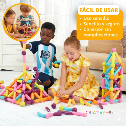 Set de Construcción Magnética 3D CRIATIVAE - Juguete Educativo STEM para Niños