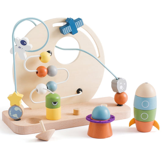 De madera Space-Themed Bead Maze