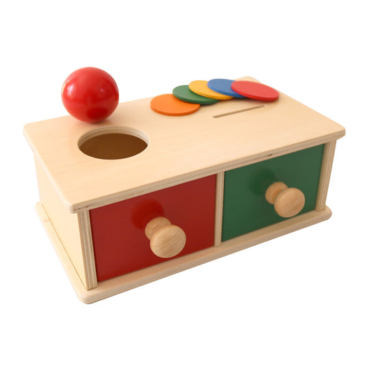 2-in-1 Montessori Object Permanence Box con Ball y Coins