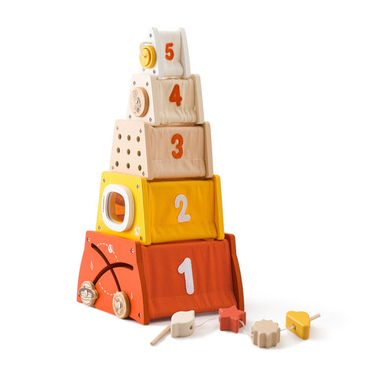 Montessori-Inspired Interactivo De madera Apilables y Nesting Pyramid Bloques