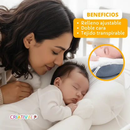Almohada Anatómica Moldeadora para Bebés Recién Nacidos | Previene Cabeza Plana (Plagiocefalia) | Hipoalergénica y Lavable | CRIATIVAE