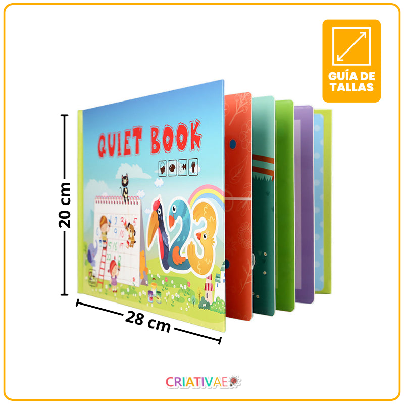 Kit de 4 Libros Didácticos de Cartón para Niños | Actividades Interactivas con Velcro | Estimulación Temprana y Habilidades Cognitivas (+2 Años) | CRIATIVAE