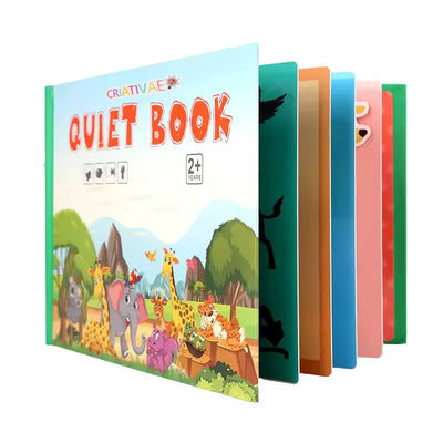 Kit de 4 Libros Didácticos de Cartón para Niños | Actividades Interactivas con Velcro | Estimulación Temprana y Habilidades Cognitivas (+2 Años) | CRIATIVAE Animales