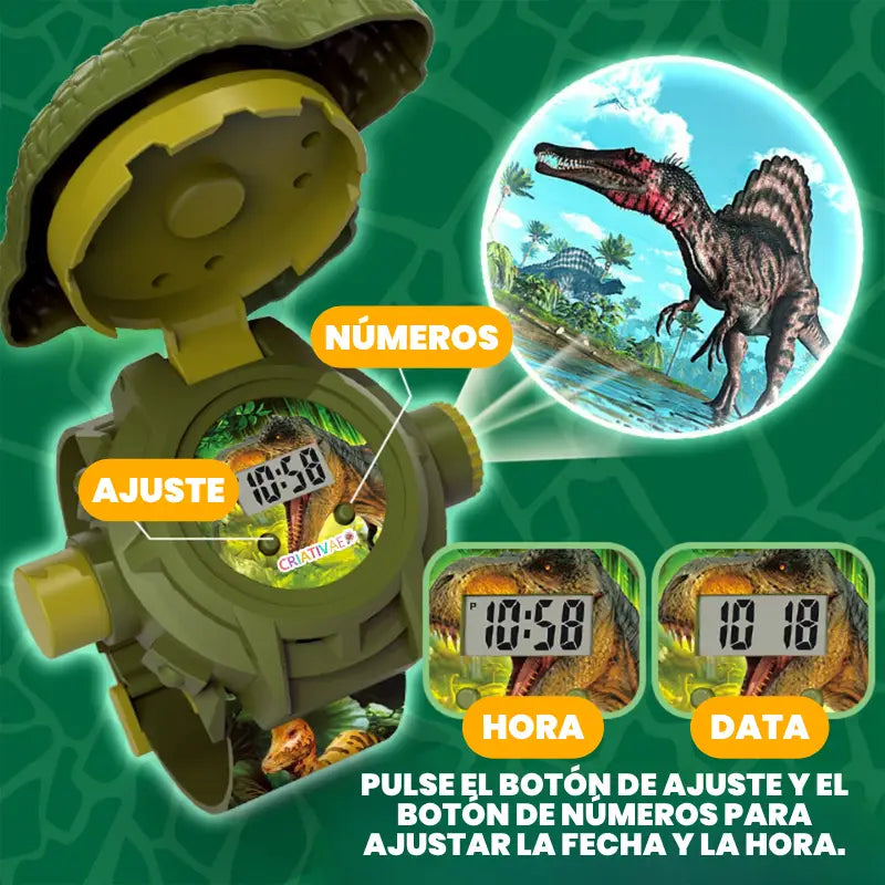 Reloj Proyector Infantil Dinosaurio 3 en 1 foto 2