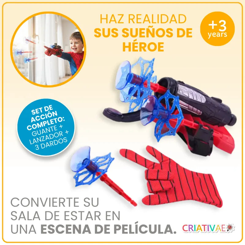 Lanzador de Telarañas Spider Shot - Set de Guante de Héroe y Dardos de Ventosa Suave | CRIATIVAE