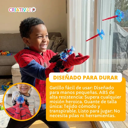 Lanzador de Telarañas Spider Shot - Set de Guante de Héroe y Dardos de Ventosa Suave | CRIATIVAE