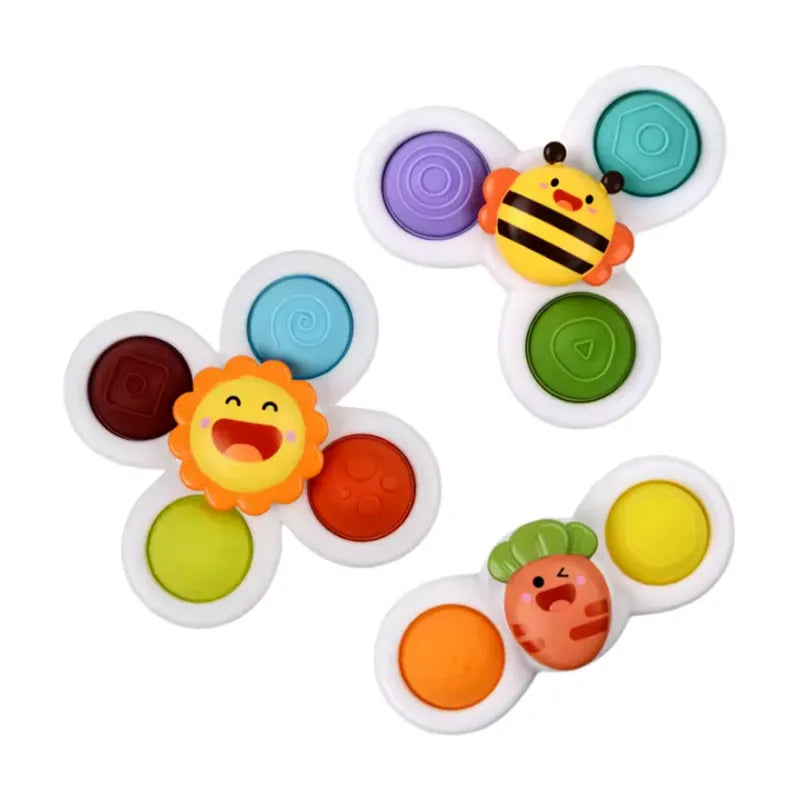 Set de Giradores de Succión para Bebé - Juguete Didáctico de Silicón para Silla Alta y Tina | CRIATIVAE