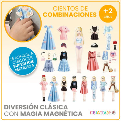 Set de Muñecas Magnéticas de Vestir - Juego de Moda con Imanes para Niños y Refrigerador | CRIATIVAE