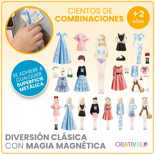 Set de Muñecas Magnéticas de Vestir - Juego de Moda con Imanes para Niños y Refrigerador | CRIATIVAE