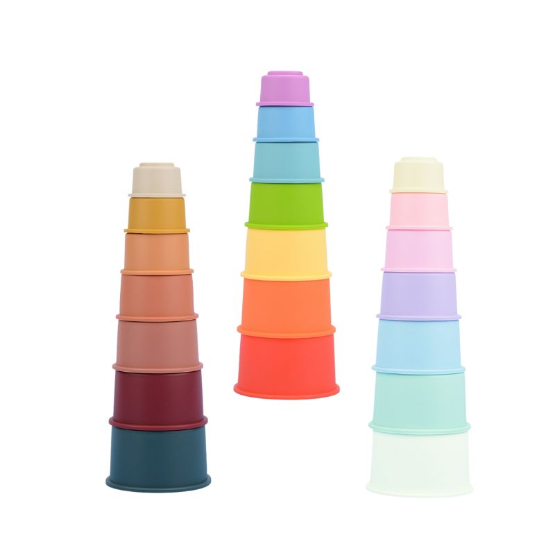 7-Pieza Rainbow Apilables y Nesting Cup Juego