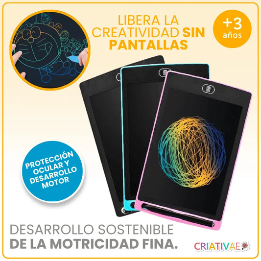 Tablet Mágica Educativa para Niños – Pizarra Reutilizable sin Pantalla para Dibujar, Escribir y Desarrollar la Motricidad Fina | CRIATIVAE