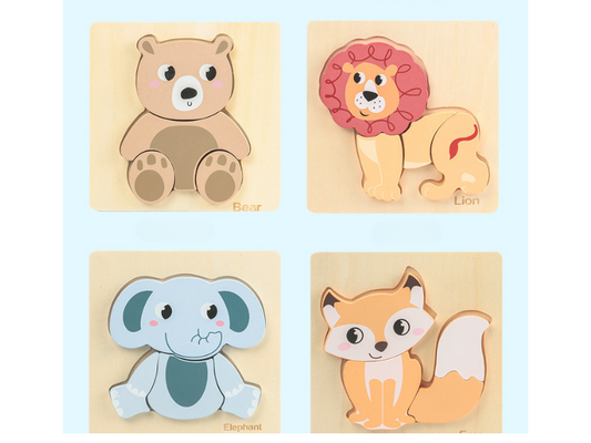 Juego of 4 De madera Animal Puzzles
