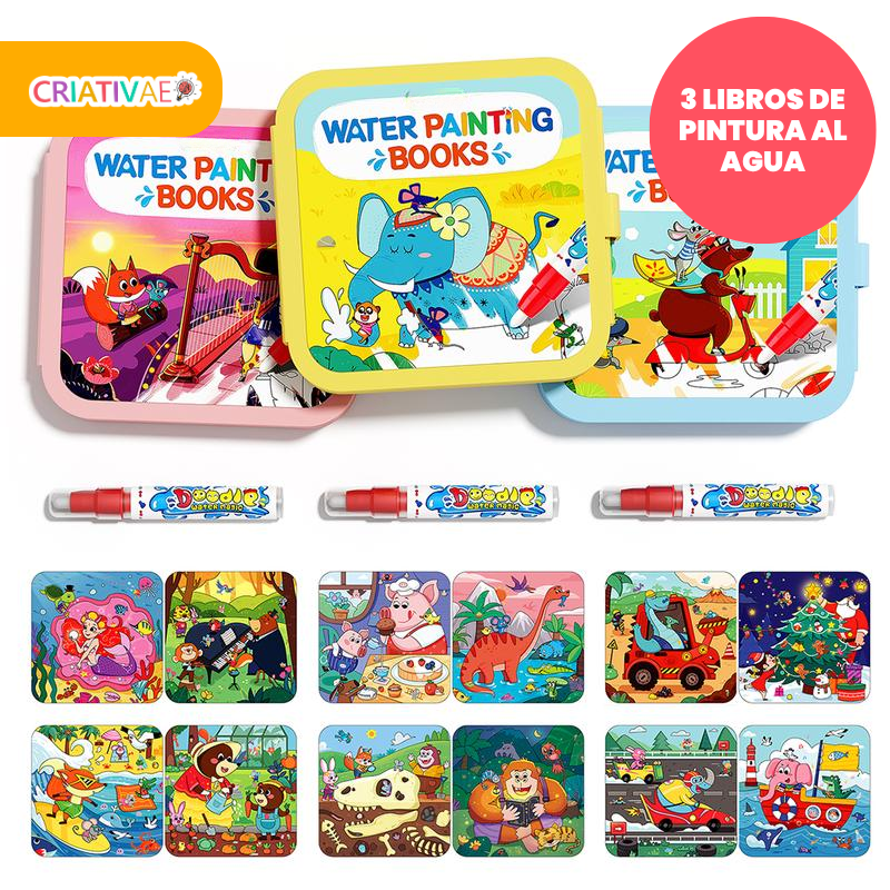 Libros de Pintura y Dibujo con Agua para Niños – Set Reutilizable de Actividades con Agua | CRIATIVAE