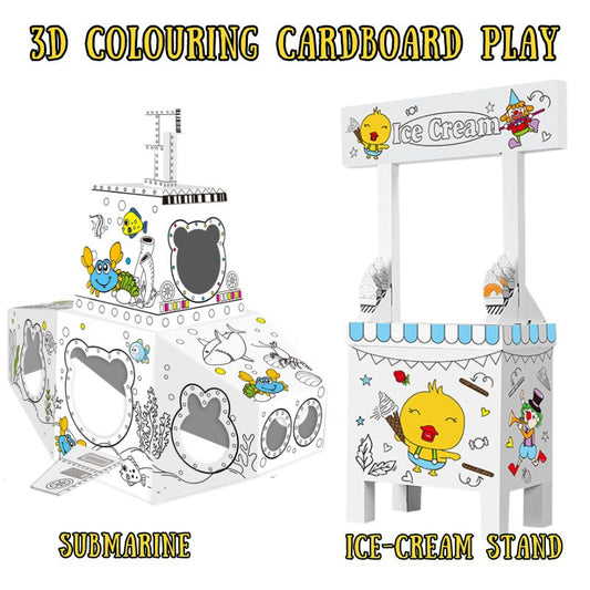 3D Cardboard Coloring Playsets