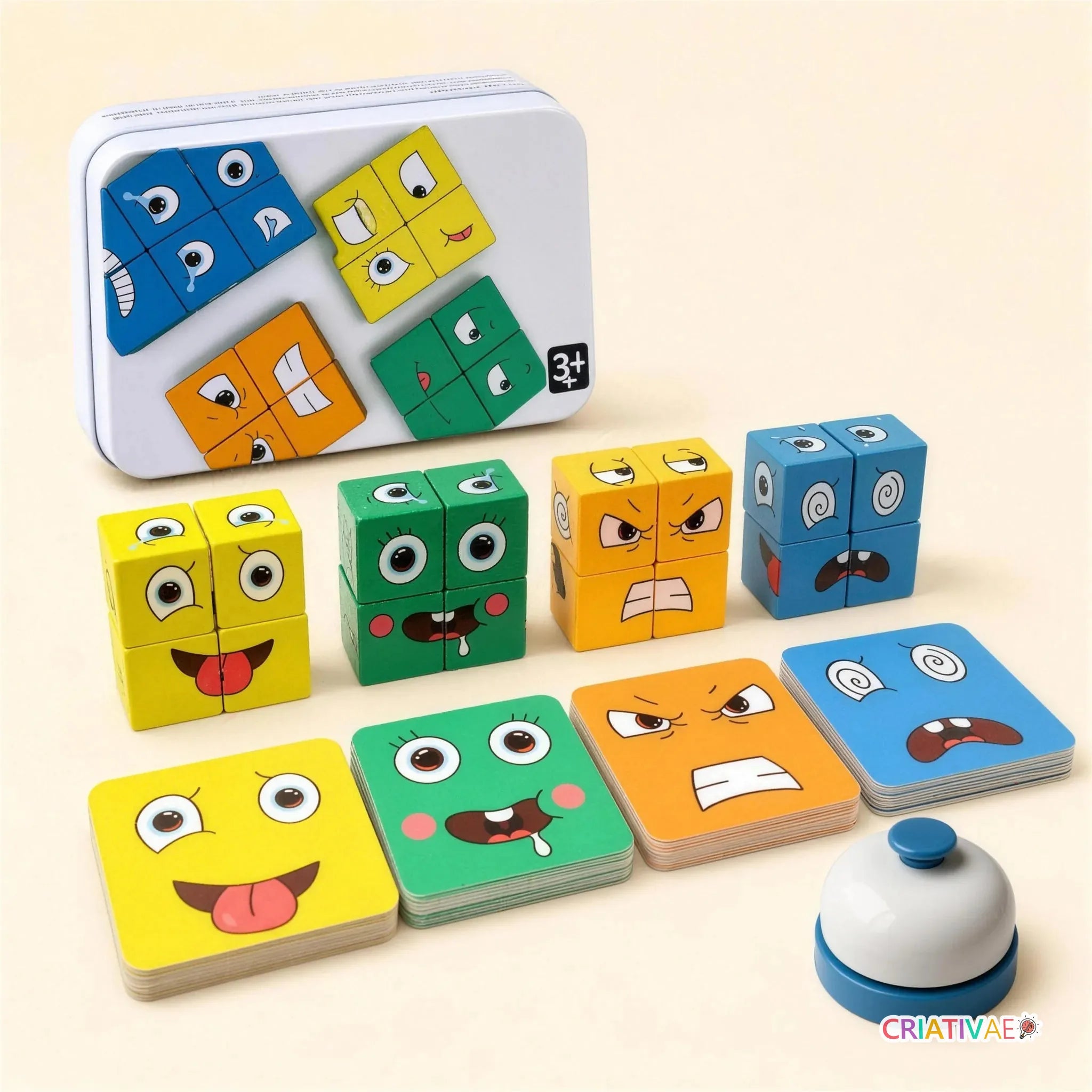 Cubo de Emociones Criativae - Juego de Madera para Nombrar lo que Siente