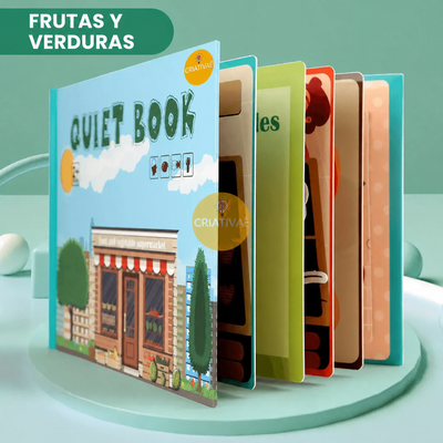 QuietBook tema Frutas y Verduras – páginas interactivas de velcro