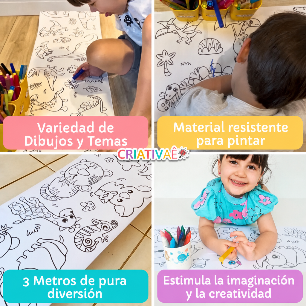 Rollo de Colorear Criativae - 3 Metros con Más de 1000 Dibujos