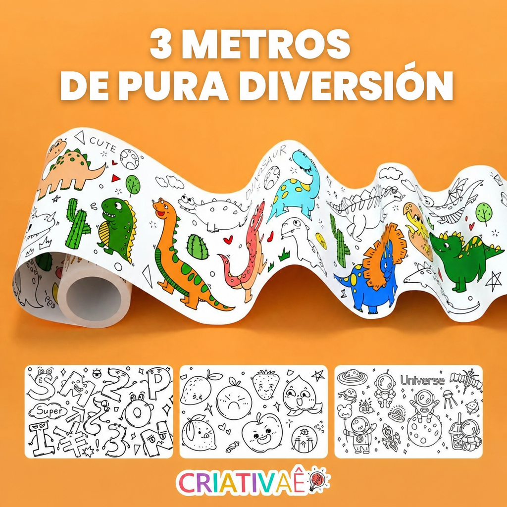 Rollo de Colorear Criativae - 3 Metros con Más de 1000 Dibujos