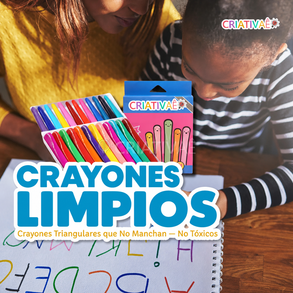 Crayones Limpios Criativae - Crayones Triangulares que No Manchan las Manos