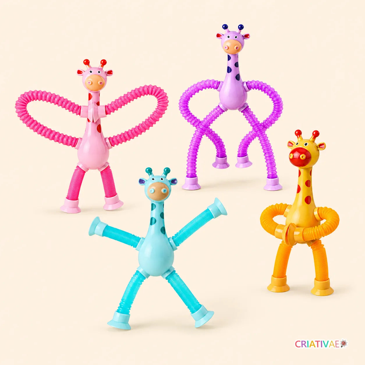 Giraffix Criativae, 4 Jirafas Sensoriales que se Estiran y se Pegan