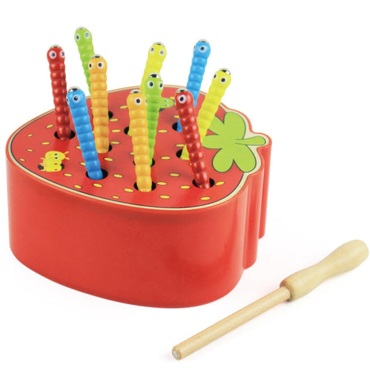 3D De madera Jigsaw Puzzles para Niños - Educativo Fruit y Vegetable Aprendizaje Game con Magnético Insects y Worms