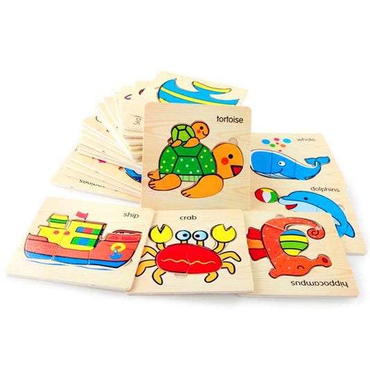 3D De madera rompecabezas Juguete - Cartoon Animales y Transportation para Temprano Childhood Educación - Perfect Regalo para Intelligent Niños